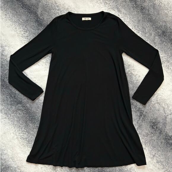 Madewell Dresses & Skirts - Madewell Shift Long Sleeve Mini Black T Shirt Dress Size Small Western Indie